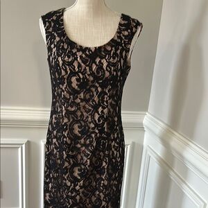 Adrianna Papell Black Lace Midi Dress